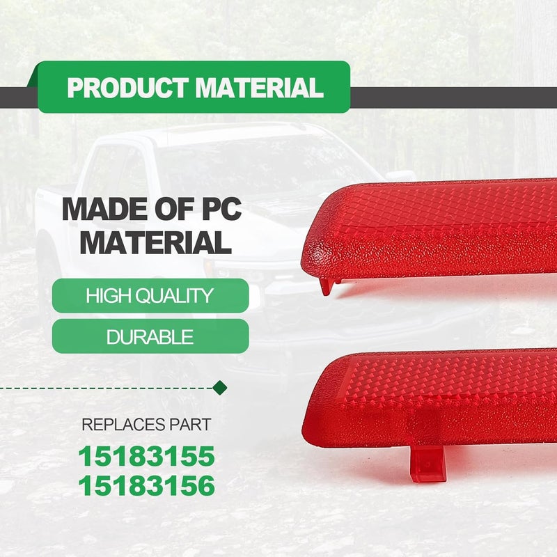 RBOKO 1 Pair Rear Left Driver and Right Passenger Side Door Red Reflector Panel, Safety Alert Light Cover, Compatible with Chevrolet GMC Yukon 2003-2007, Replaces Part # 15183155, 15183156 - Image 4